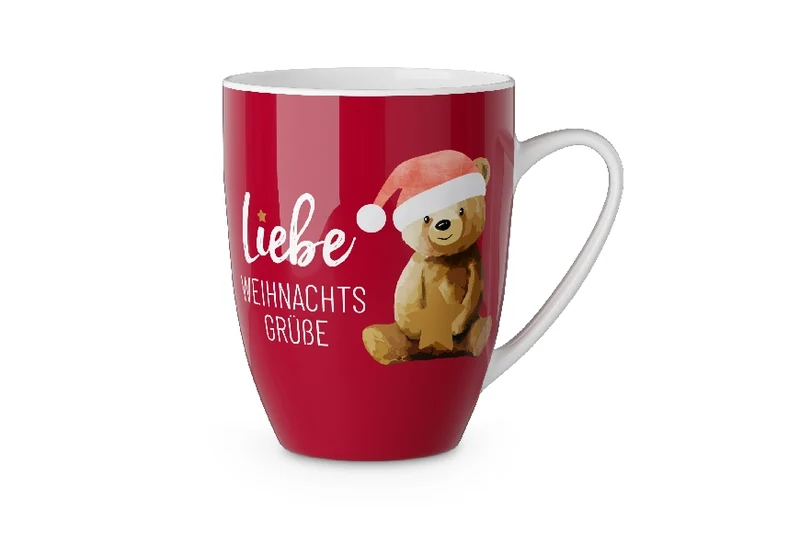 Weihnachtstasse „Liebe Weihnachtsgrüße“ – Bär, Becher 250 ml