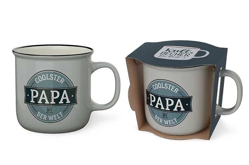 Papa Tasse „Coolster Papa der Welt“ – Kultbecher grau, 250 ml