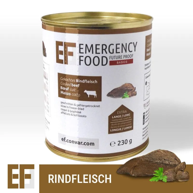 Emergency Food Basics Gekochtes Rindfleisch geschnitten & gefriergetrocknet (230g)