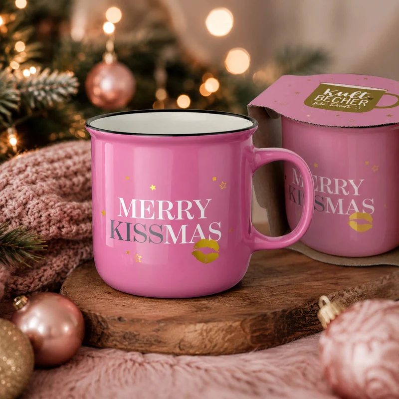 Kultbecher mit Spruch „Merry Kissmas“ – 250 ml
