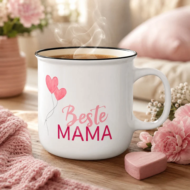 Beste Mama Tasse – Kultbecher mit Herz-Luftballons, 250 ml