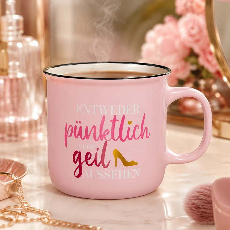 Kollegin Geschenk lustig – Kultbecher „Entweder pünktlich oder geil aussehen“
