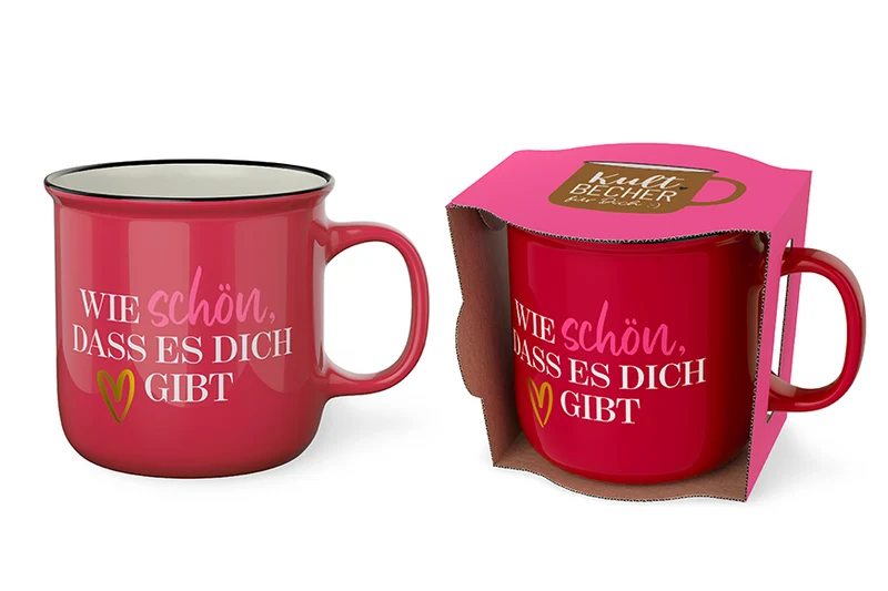 Tasse mit Herz – Kultbecher „Wie schön, dass es Dich gibt“, 250 ml