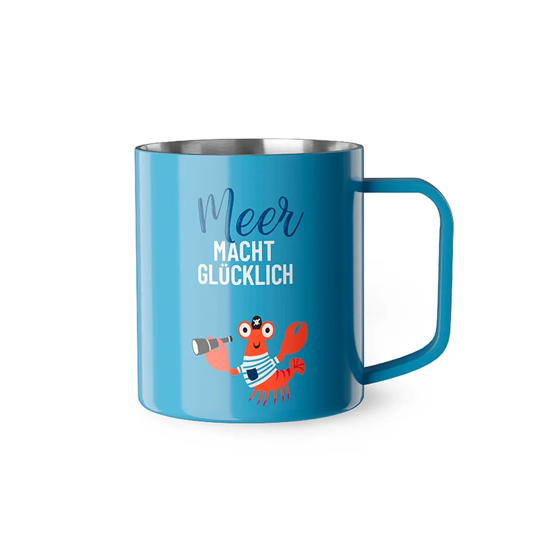 Edelstahl Thermobecher "Meer macht glücklich" Krabbe