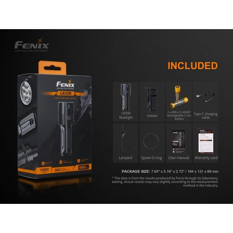 Fenix LR35R LED Taschenlampe 10.000 Lumen mit 2x ARB-L21-4000P LiIon Akkus