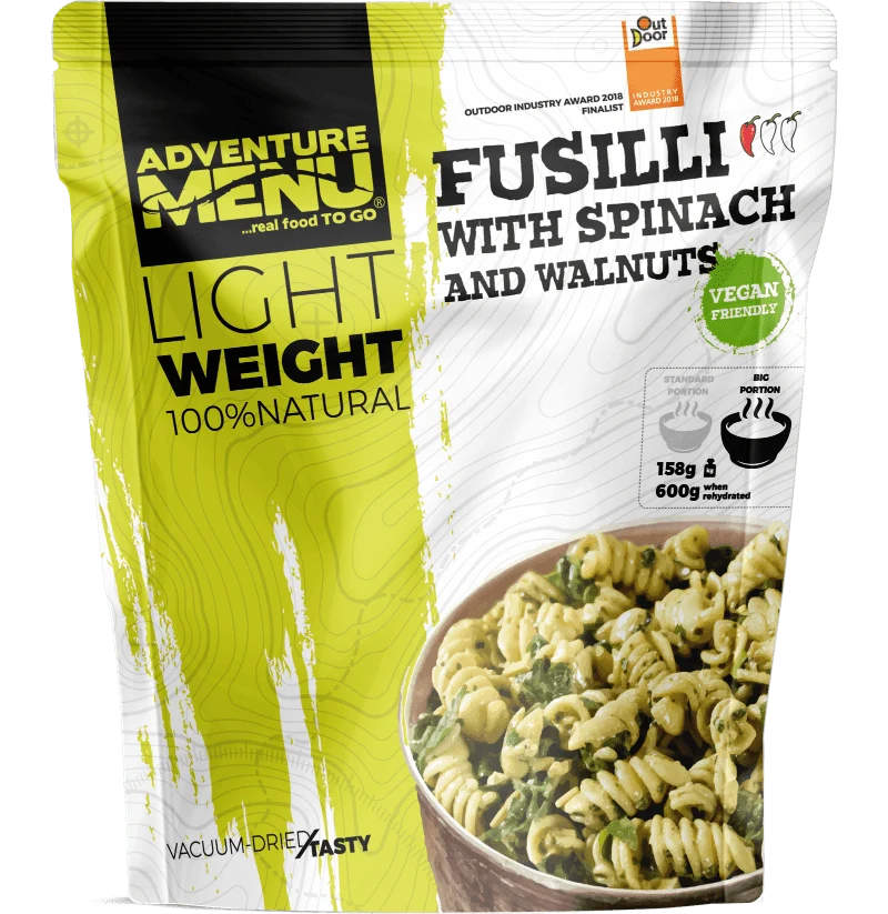 Adventure Menu - Fussili mit Spinat und Walnüssen - große Portion