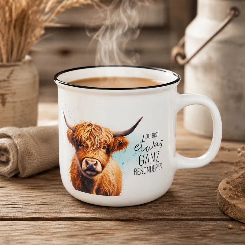 Hochlandrind Geschenk – Kultbecher mit Spruch „Du bist etwas ganz Besonderes“, 250 ml