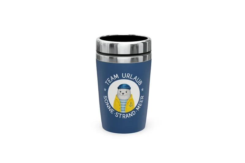Thermobecher to go „Team Urlaub – Sonne – Strand – Meer“