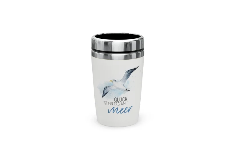 Thermobecher to go „Glück ist ein Tag am Meer“
