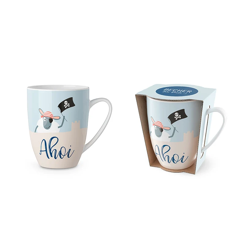 Maritime Tasse „Ahoi“ – Piraten-Schaf Becher 250 ml