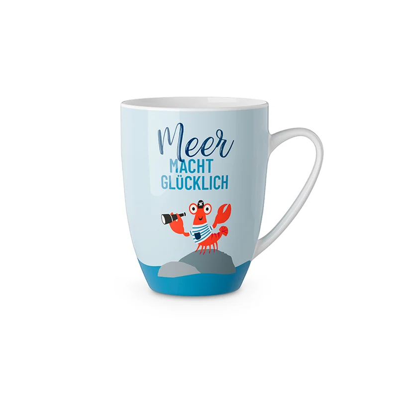 Krabben Tasse „Meer macht glücklich“ – maritimer Becher 250 ml