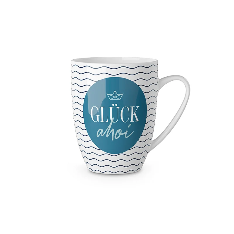 Maritime Tasse „Glück Ahoi“ – Becher 250 ml