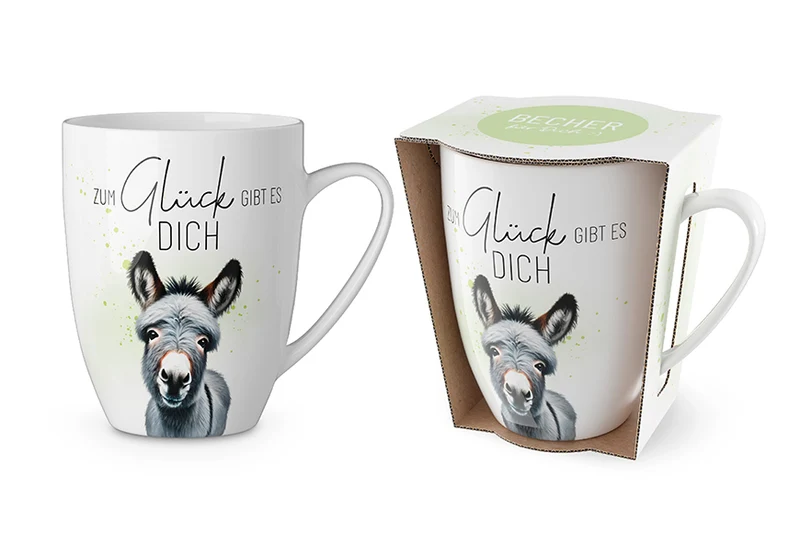 Tasse „Zum Glück gibt es Dich“ – Esel Becher 250 ml