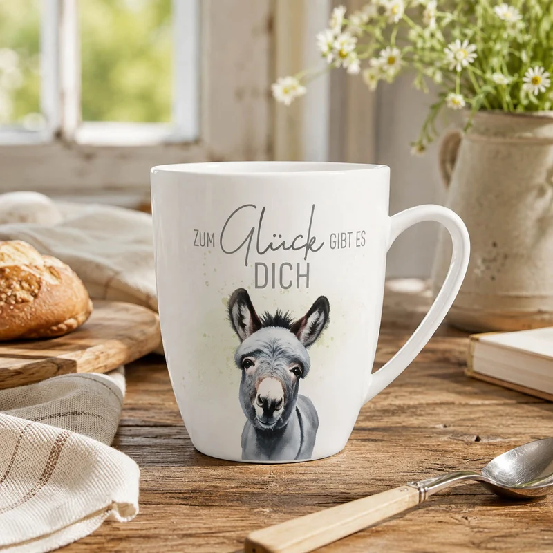 Tasse „Zum Glück gibt es Dich“ – Esel Becher 250 ml