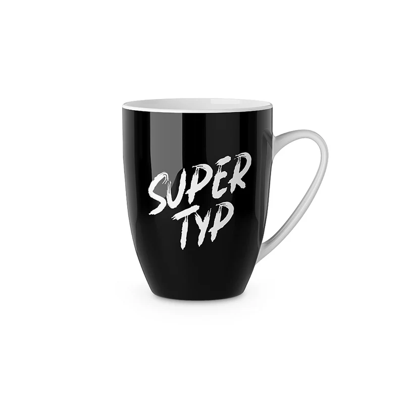 Tasse „Super Typ“ – schwarzer Becher für Männer, 250 ml