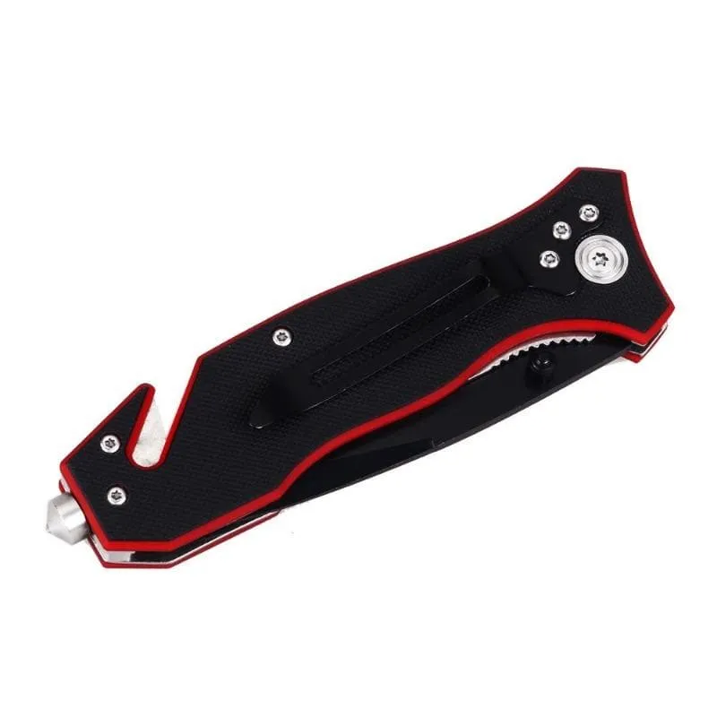 Rettungsmesser RED LINE mit teilweiser Sägeverzahnung mit Holster