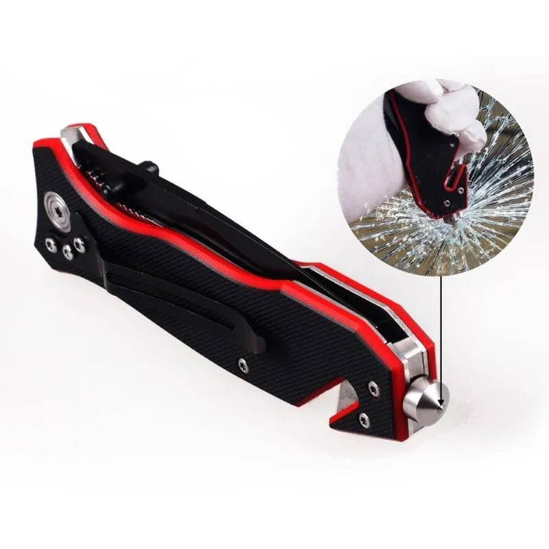 Rettungsmesser RED LINE mit teilweiser Sägeverzahnung mit Holster