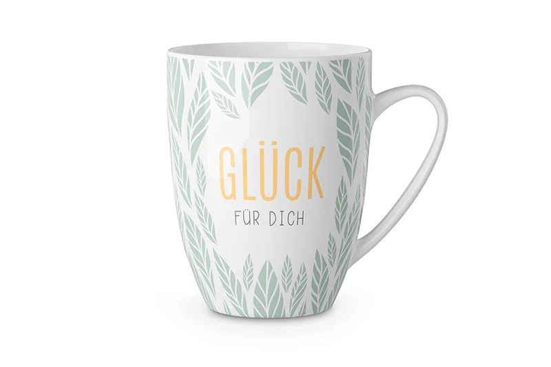 Tasse „Glück für Dich“ – Relax mit Blättern, Becher 250 ml