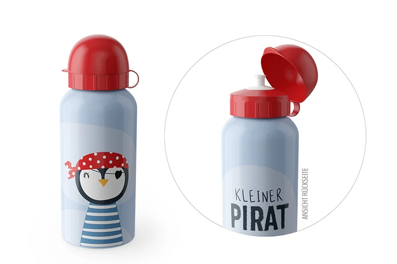Kinder Trinkflasche Pinguin "Kleiner Pirat"