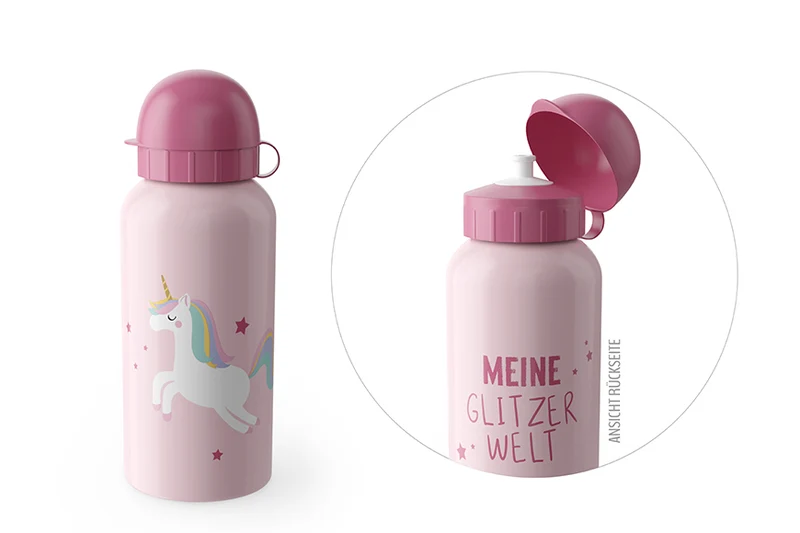 Kinder Trinkflasche Einhorn "Meine Glitzerwelt"