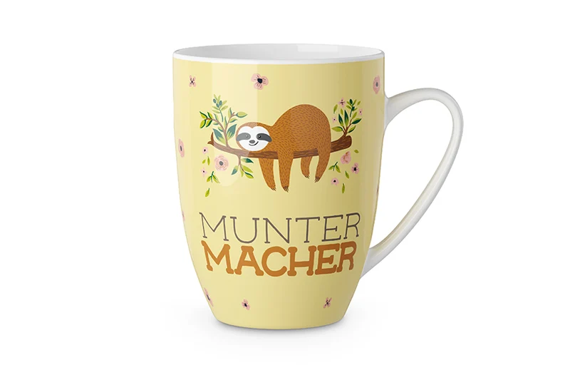 Faultier Tasse „Muntermacher“ – Becher 250 ml