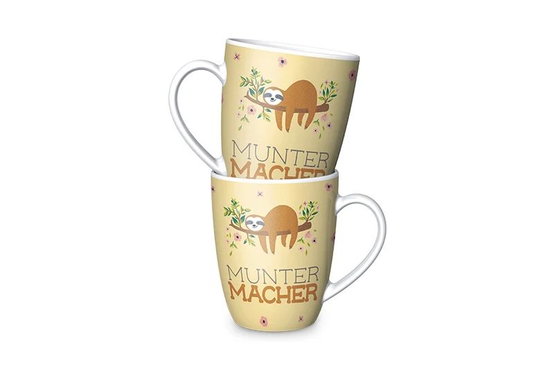 Faultier Tasse „Muntermacher“ – Becher 250 ml