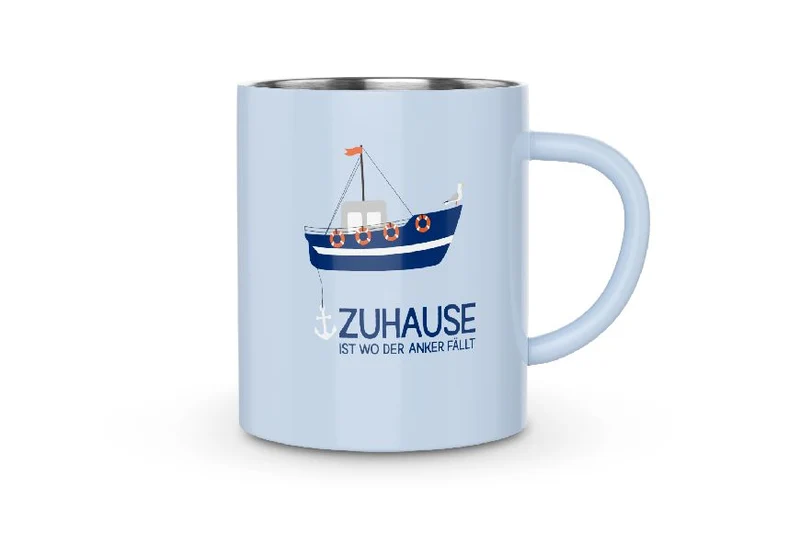 Edelstahl Thermobecher "Zuhause ist wo der Anker fällt"