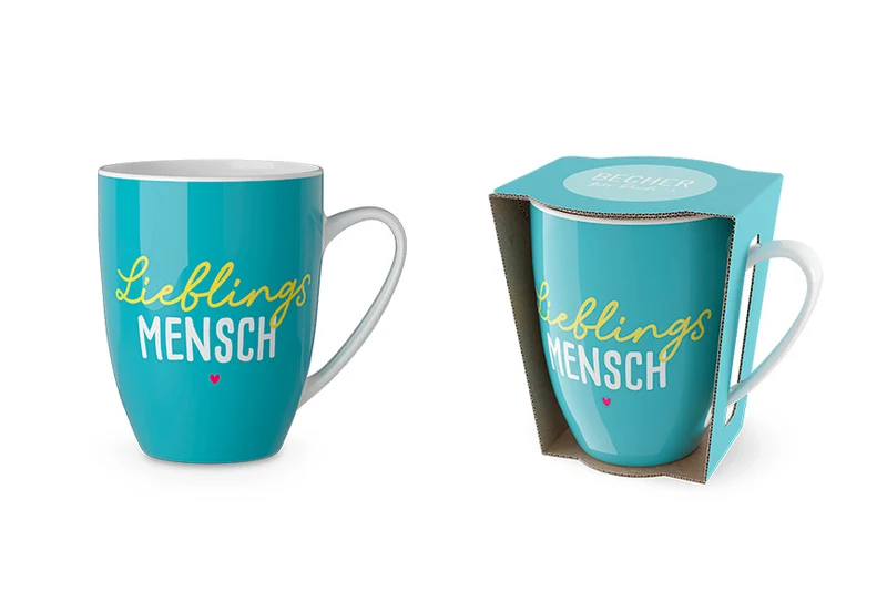 Tasse „Lieblingsmensch“ – Petrol, Porzellan Becher 250 ml