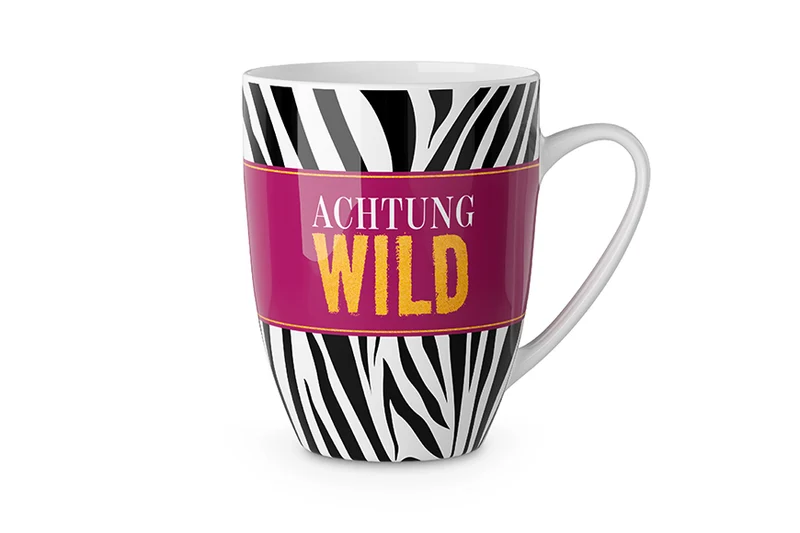 Tasse „Achtung Wild“ – weißer Becher 250 ml