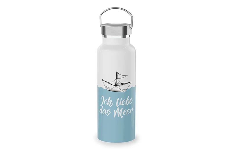 Edelstahl Thermoflasche "Ich liebe das Meer"