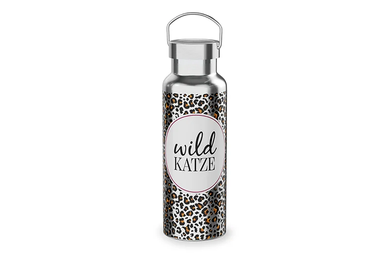 Edelstahl Thermoflasche "Wild Katze"