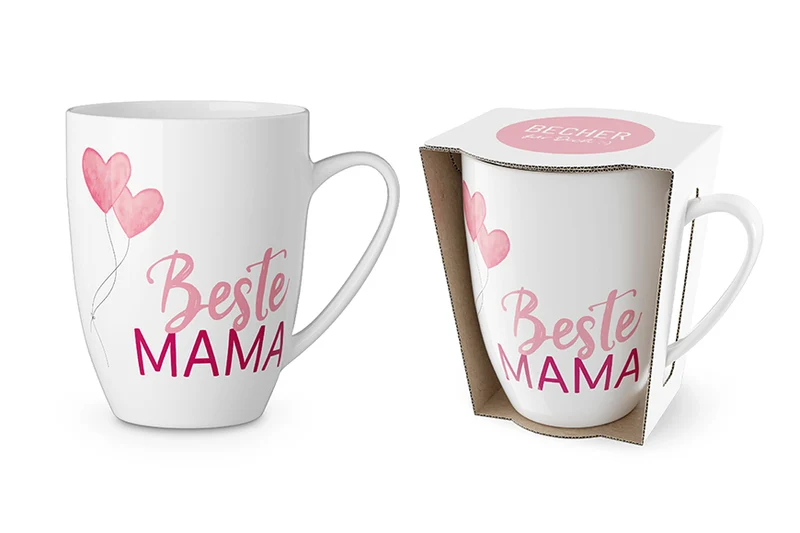 Mama Tasse „Beste Mama“ – Streifen & Punkte, Becher 250 ml