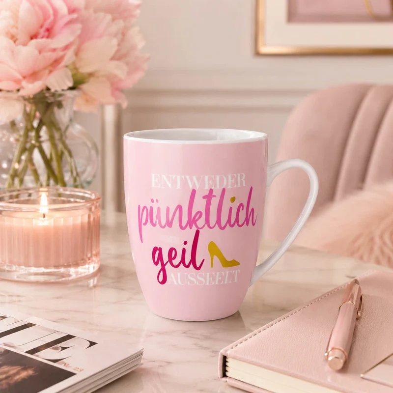 Tasse „Entweder pünktlich oder geil aussehen“ – Becher 250 ml