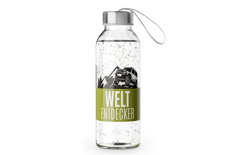 Glas Trinkflasche "Weltentdecker" - 400ml