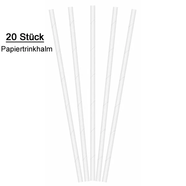 Papier Strohhalm weiß 20 Stück