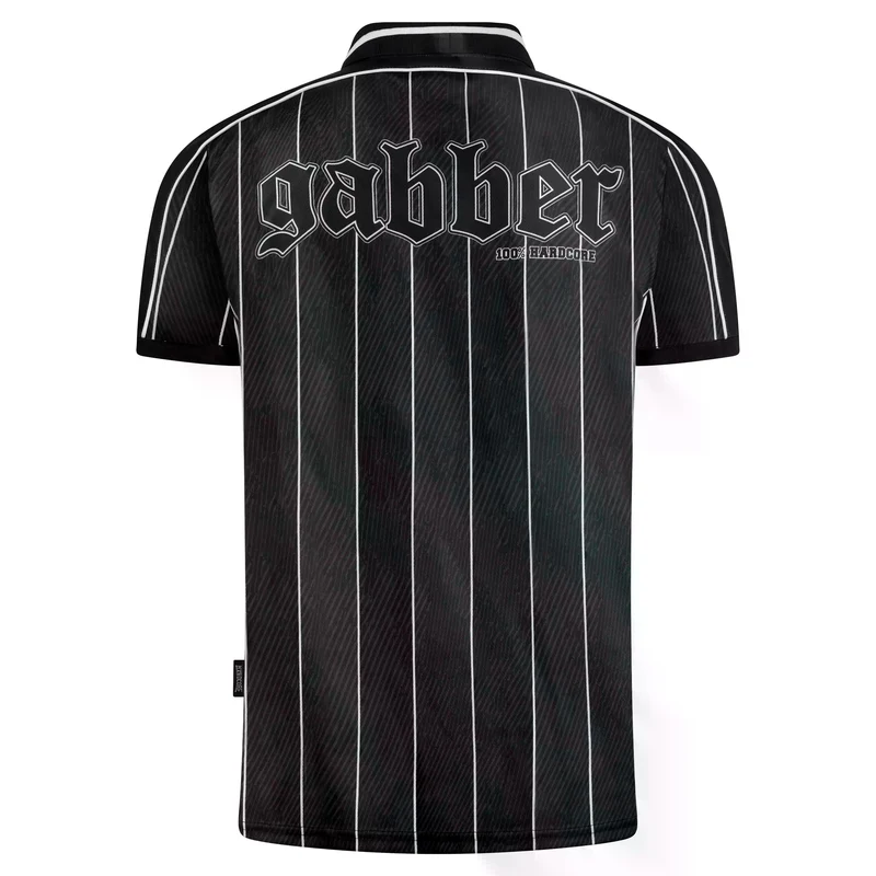 100% HARDCORE Soccer T-Shirt "Striped Gabber" | Black