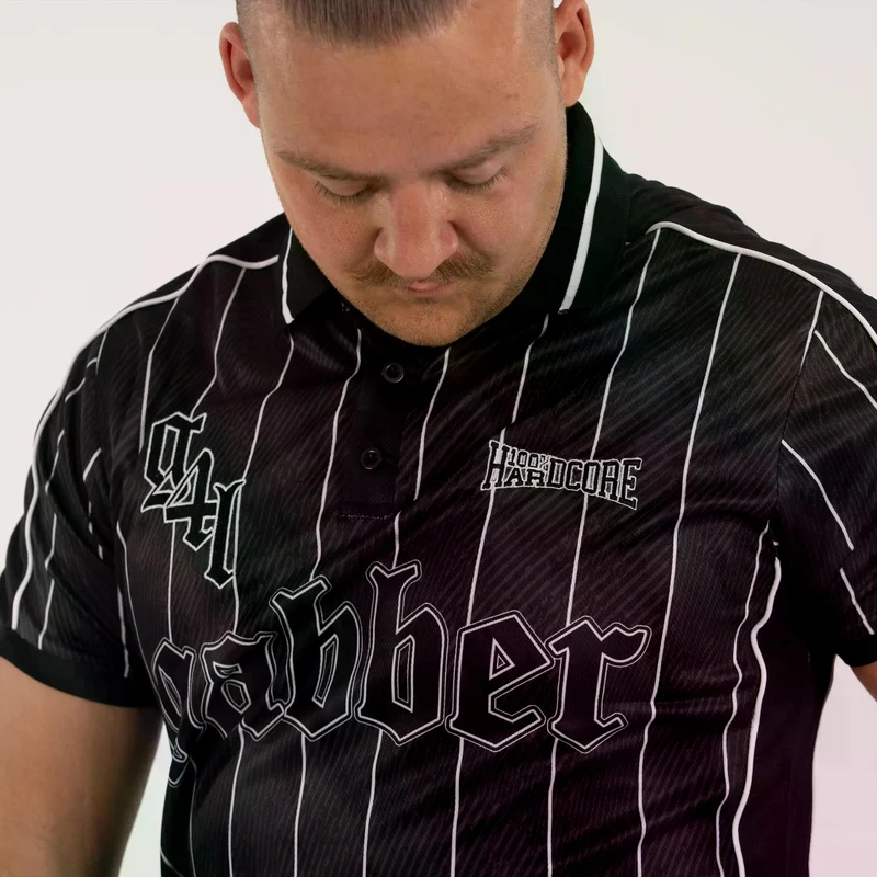 100% HARDCORE Soccer T-Shirt "Striped Gabber" | Black