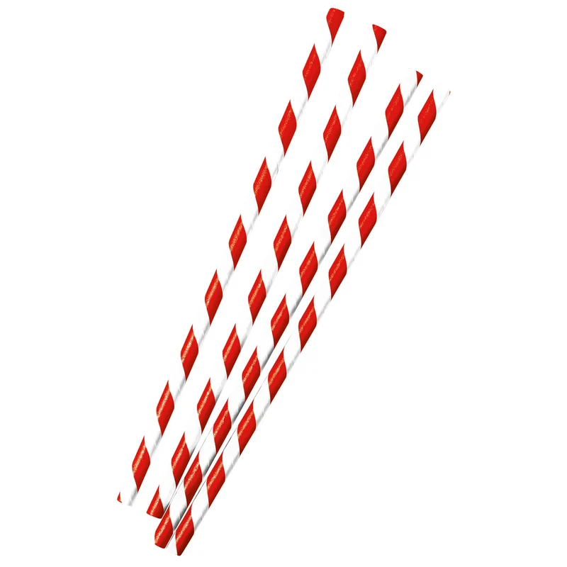 Papier Trinkhalme rot weiß - 12tlg