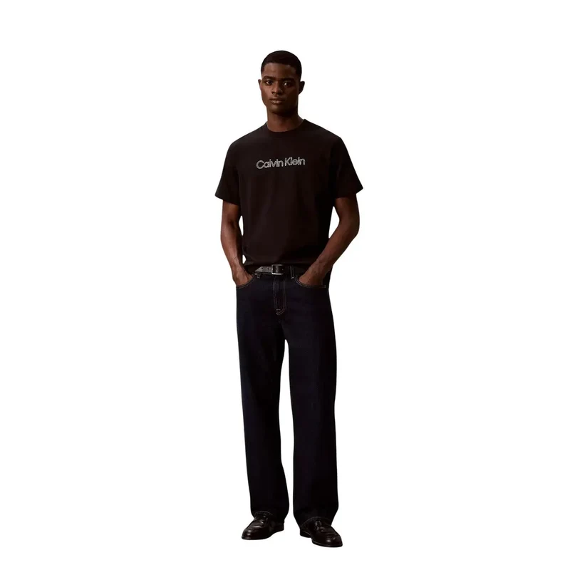 Calvin Klein Schwarzes Herren-T-Shirt aus Baumwolle, klassische Passform