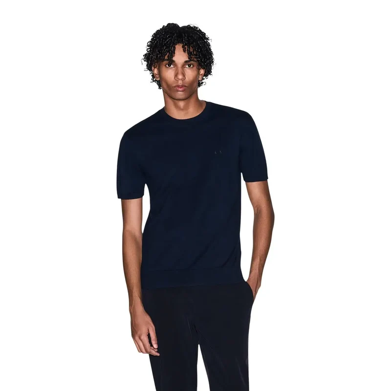 Armani Exchange Herren T-Shirt aus blauer Baumwolle