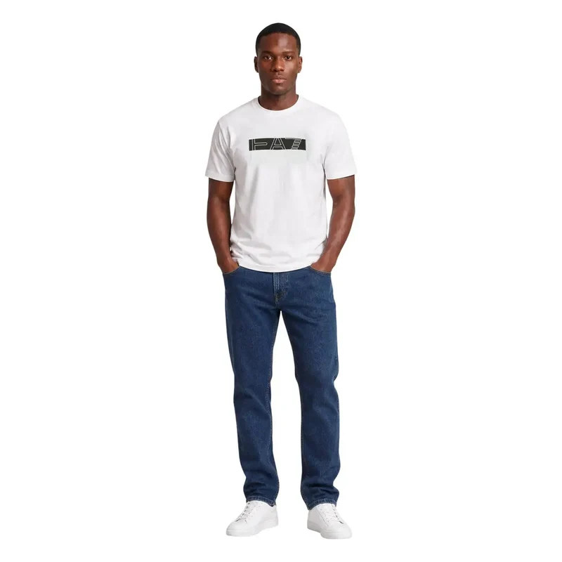 EA7 Herren Weißes Baumwoll-T-Shirt Klassische Passform