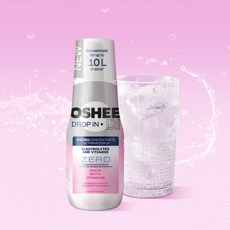 6 x Getränkesirup OSHEE DROP IN ZERO – Grapefruit – Elektrolyte und Vitamine – 500 ml