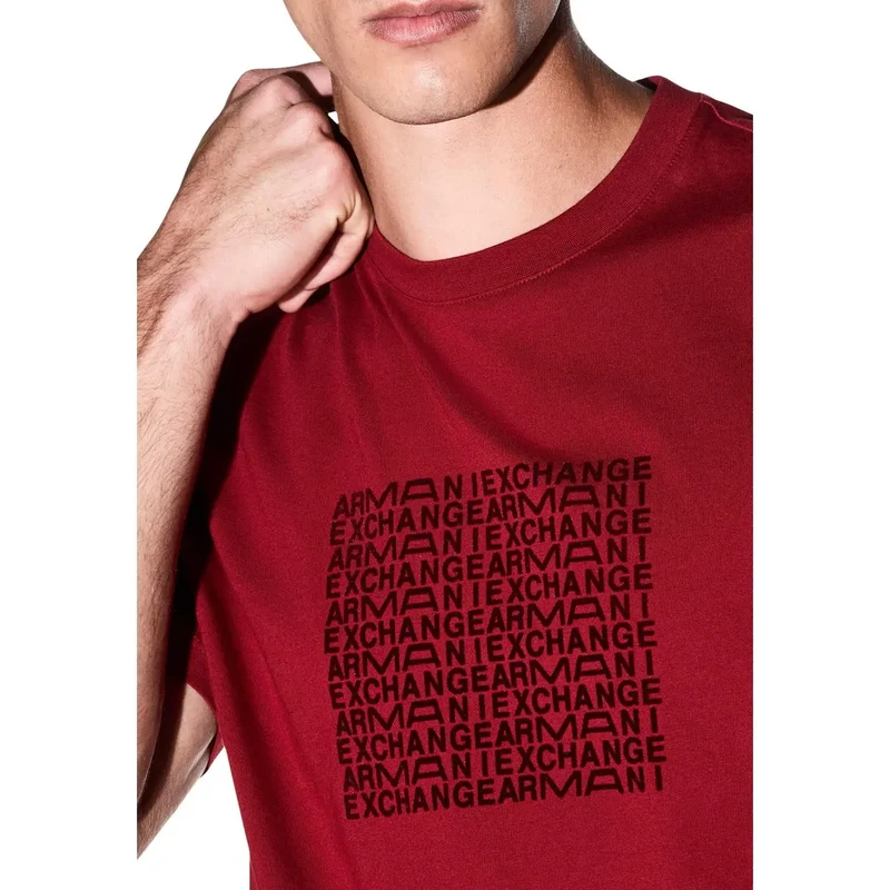 Armani Exchange Rotes Baumwoll-T-Shirt für Herren