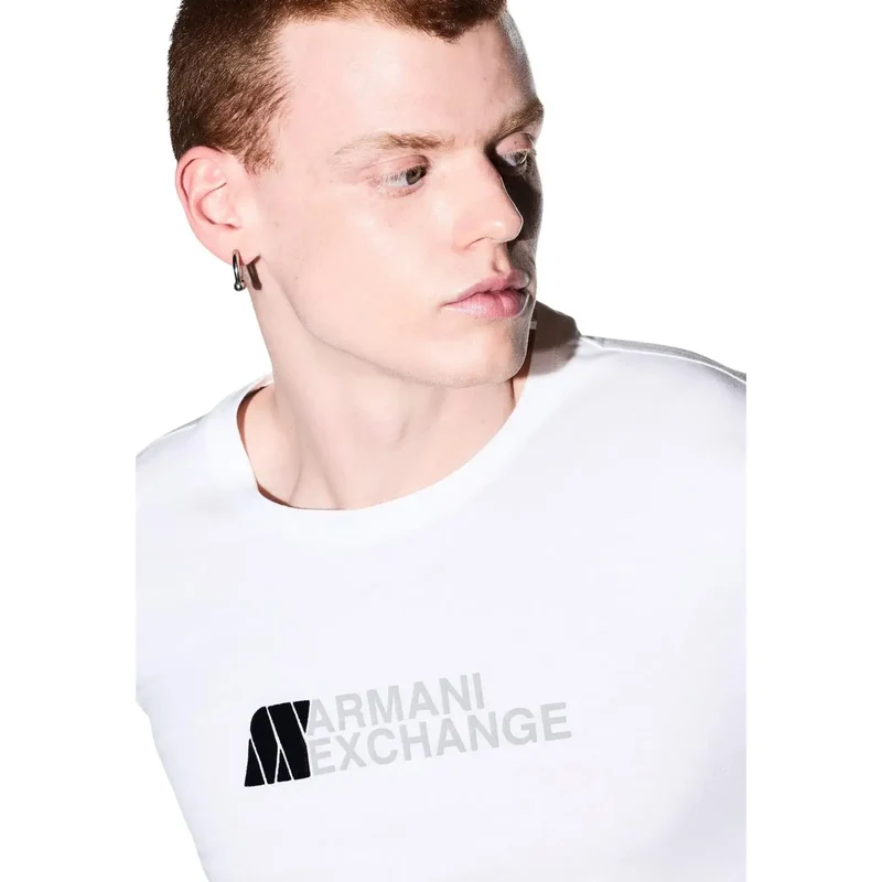 Armani Exchange Weißes Baumwoll-T-Shirt für Herren