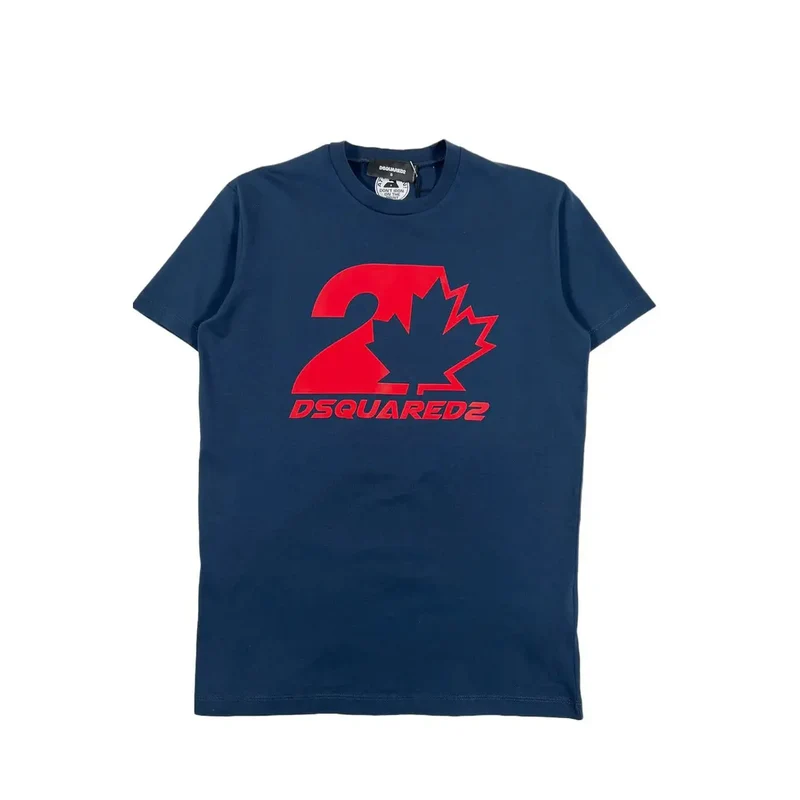 Dsquared2 Herren Blaues Baumwoll-T-Shirt Rundhals