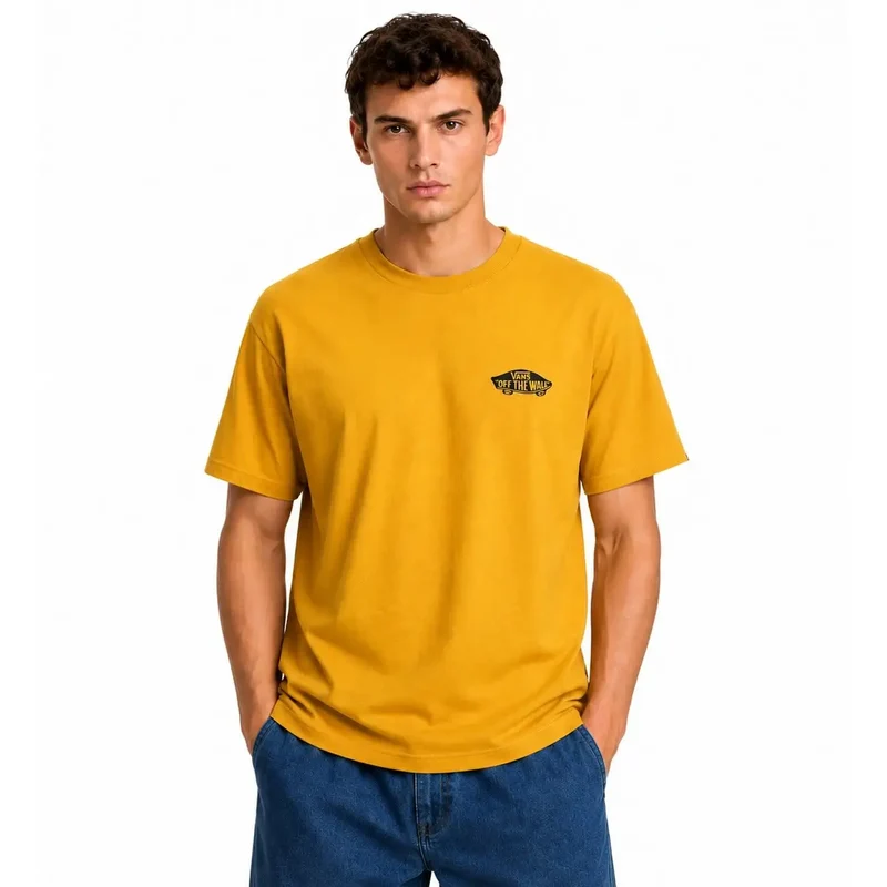 Vans Herren Gelbes Baumwoll-T-Shirt Rundhalsausschnitt
