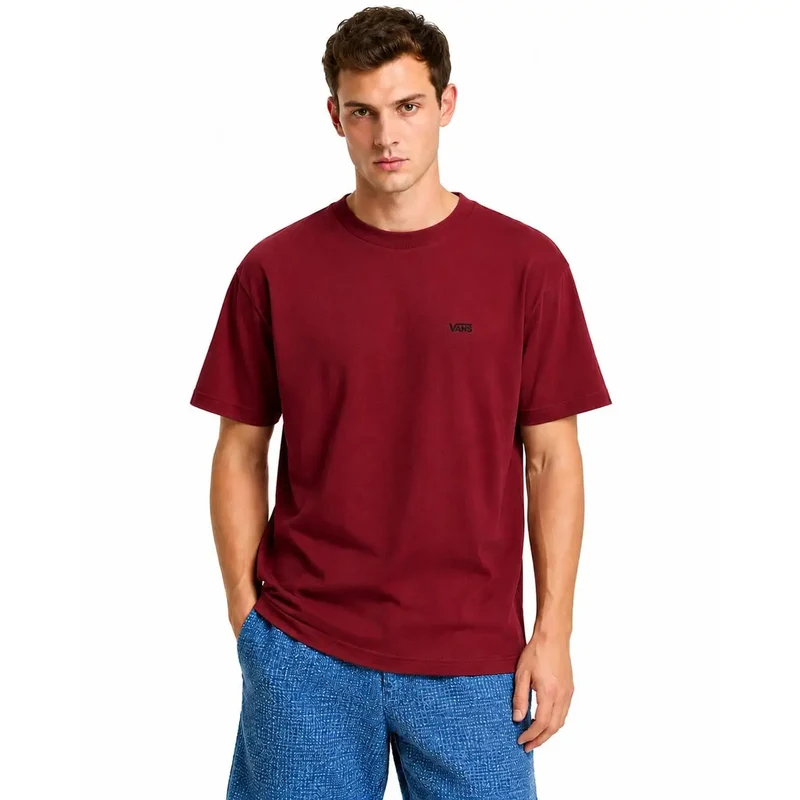 Vans Herren Baumwoll-T-Shirt Bordeaux Rundhals