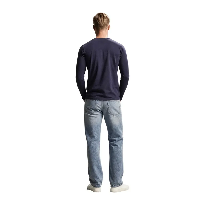 Guess Herren Blaues Slim-Fit-Baumwoll-T-Shirt