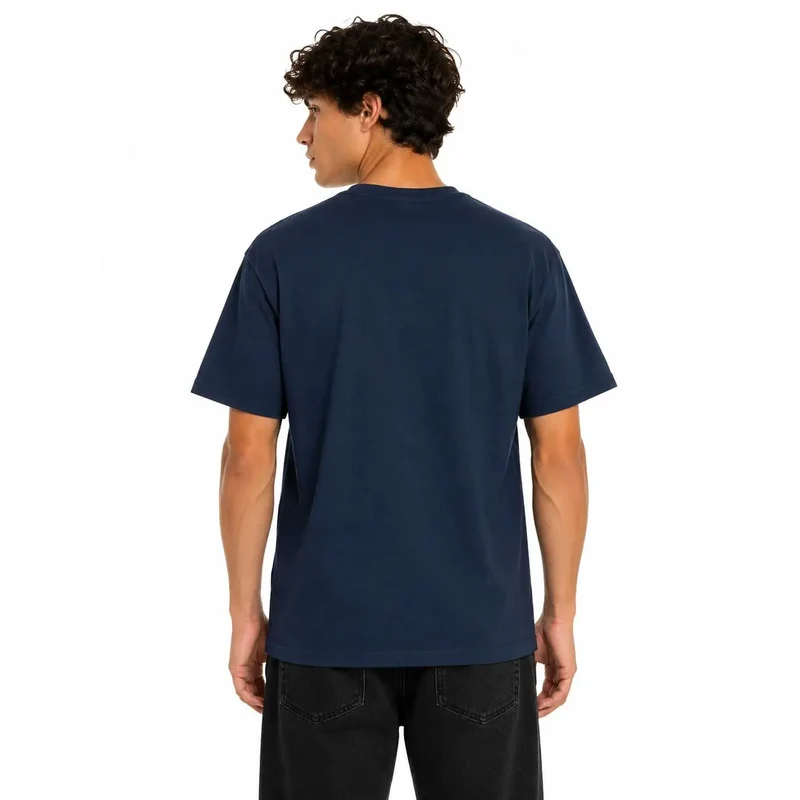 Vans Herren Blaues Baumwoll-T-Shirt Kurzarm Rundhalsausschnitt