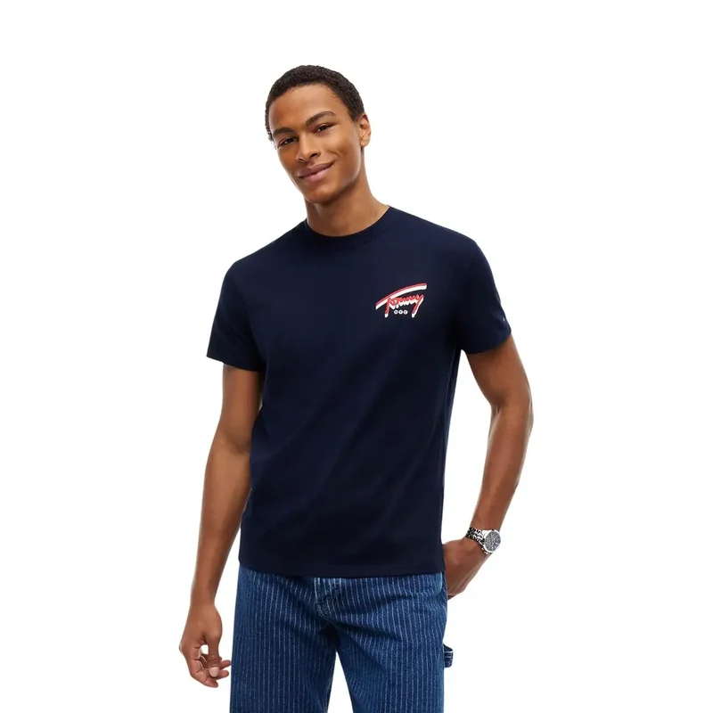 Tommy Hilfiger Herren T-Shirt aus blauer Bio-Baumwolle
